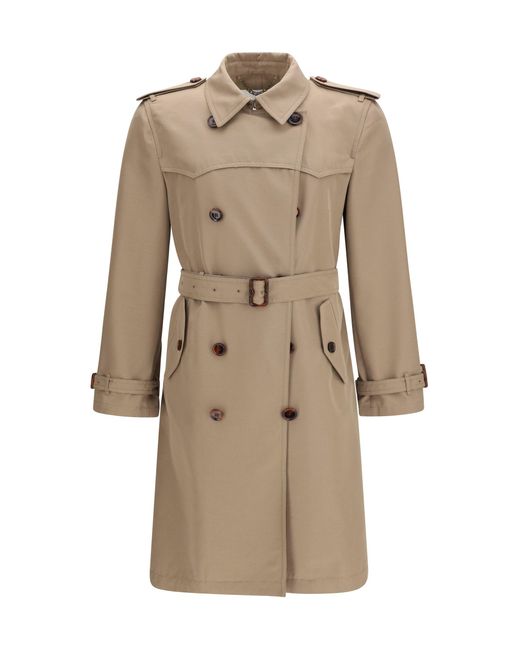 Men's Natural Double-Breasted Belted Trench