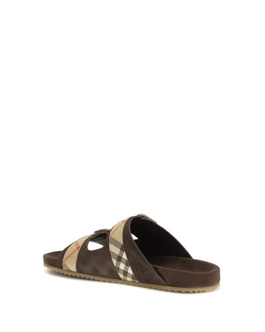 Burberry Brown Check Suede Urchin Sandals for men