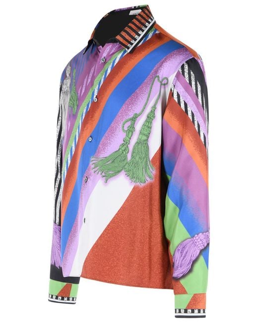 Versace Blue Silk Shirt for men