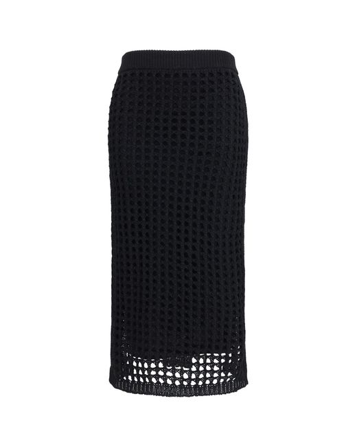 Max Mara Pure Black Cotton Mesh Skirt Nero