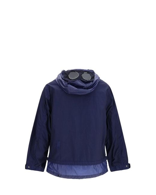 C P Company Blue Bi-Tm Mixed Goggle Jacket for men