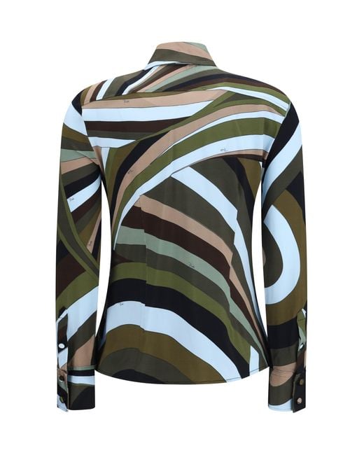 Emilio Pucci Green Iridescent Print Shirt
