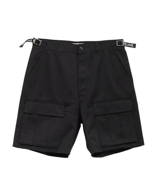 Céline Black Cargo Cotton Bermuda Shorts for men