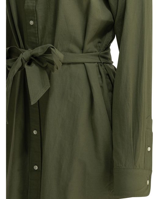 Polo Ralph Lauren Green Chemisier Midi Dress With Logo
