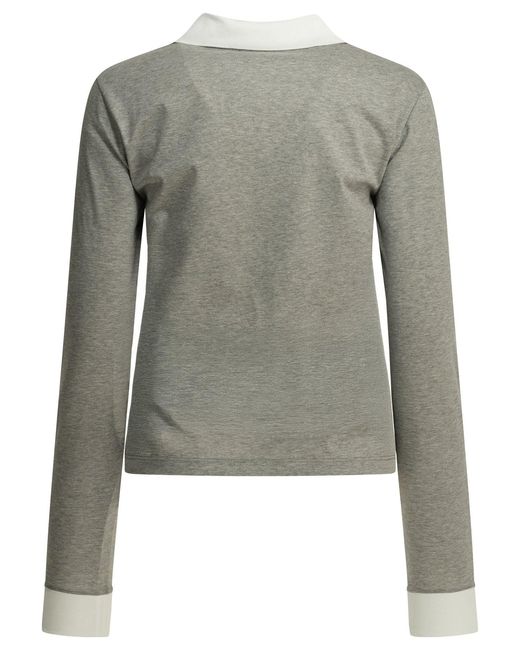 Miu Miu Gray Buttonless Polo Shirt