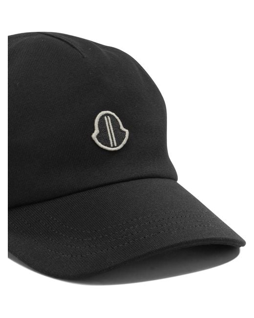 Rick Owens Black Baseball Cap With Logo X Moncler