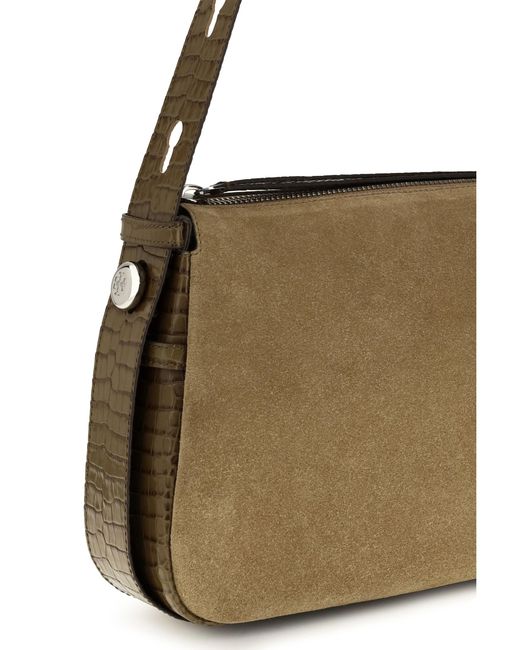 Tory Burch Metallic Romy Suede Shoulder Bag Stone