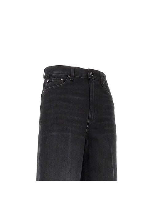 Totême Black Organic Cotton Wide Leg Jeans