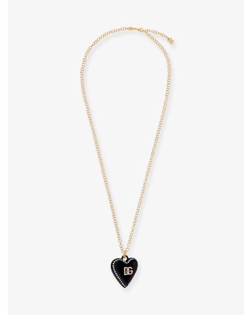Dolce & Gabbana White Metal Necklace With Rhinestones
