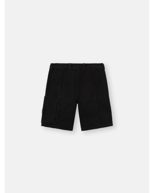Stone Island Black Cargo Shorts With Logo Patch for men