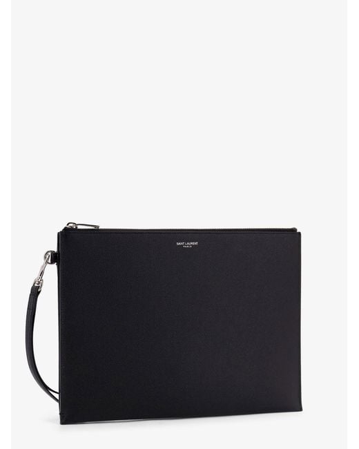 Saint Laurent Black Leather Ipad Holder for men