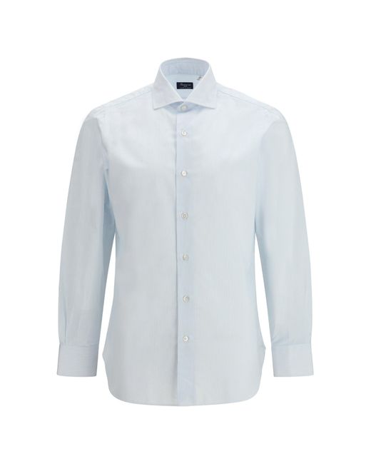 Finamore 1925 Blue Napoli Shirt Light Stripe for men