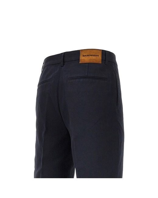Emporio Armani Blue Gabardine Chino Pants for men