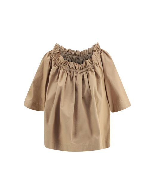 Saint Laurent Natural Top Cotton Ruffle