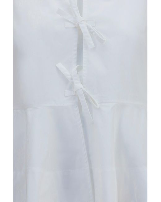 Ganni White Cotton Poplin Blouse With Bows