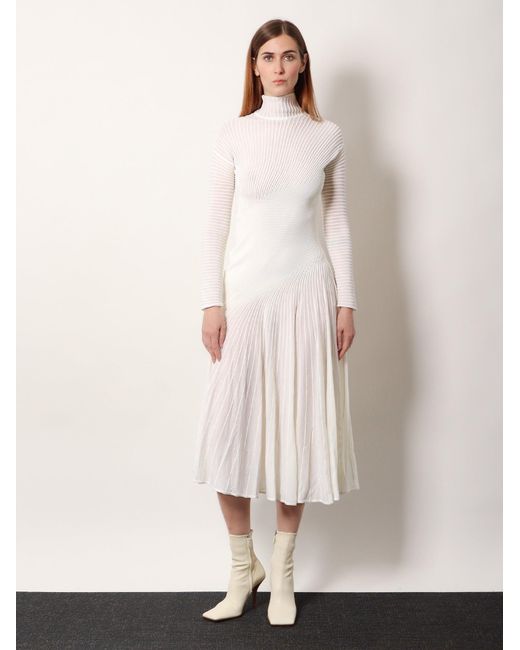 Alaïa White Long Wool Dress