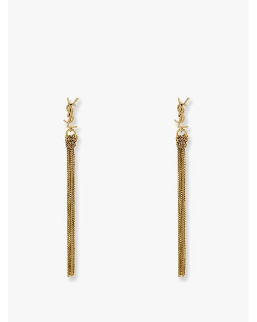 Saint Laurent White Cassandre Metal Earrings