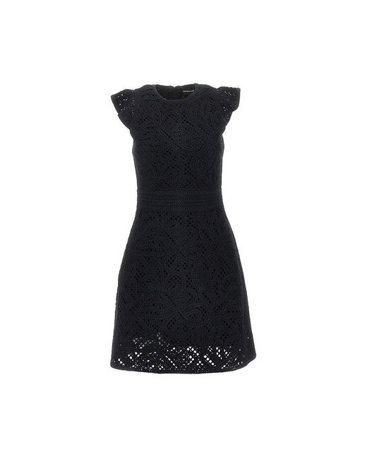 Emporio Armani Black Cornely Embroidered Fabric Mini Dress