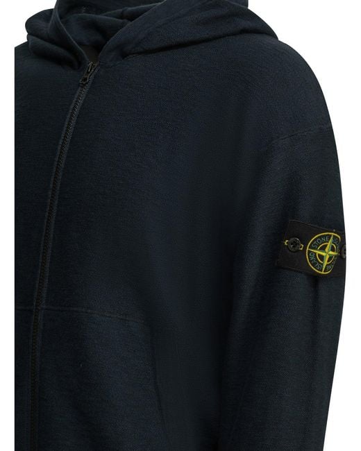 Stone Island Black Zippered Hoodie for men