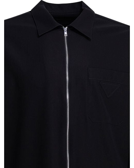 Prada Blue Zippered Casual Shirt for men