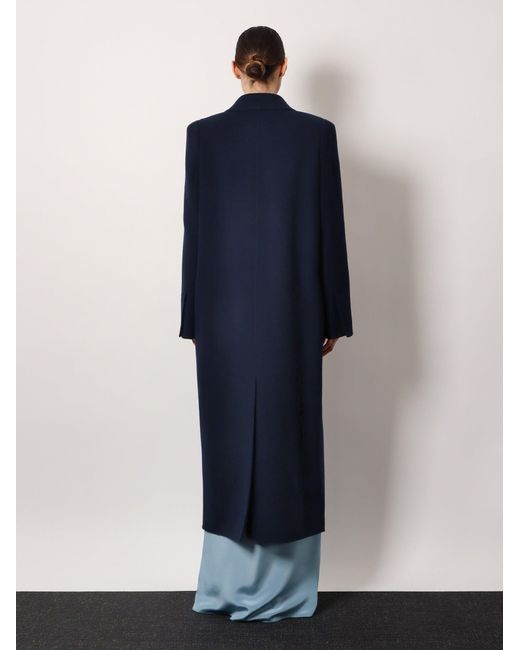 Max Mara Blue Albania 1234 Sfilata Virgin Wool And Cashmere Coat