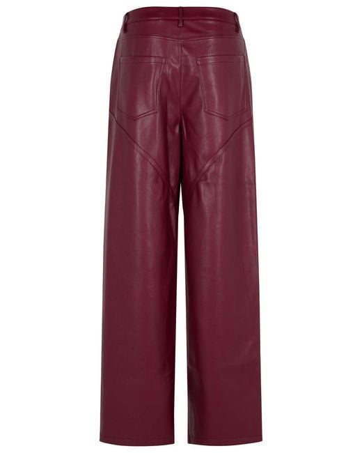 ROTATE BIRGER CHRISTENSEN Red Bordeaux Faux Leather Trousers