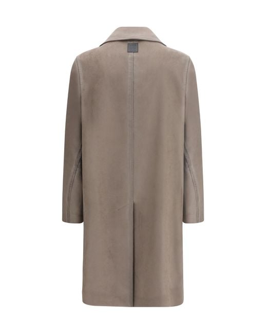 Loewe Gray Single-Breasted Brushed Cotton-Blend Fustian Coat for men