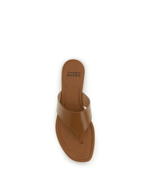 Francesco Russo Brown Leather Sandals Mou