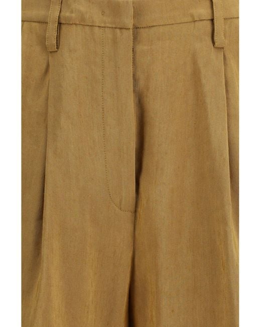 Forte_forte Natural Forte_Forte Slubbed Linen And Viscose Bermuda Shorts With Hook And Zip Closure
