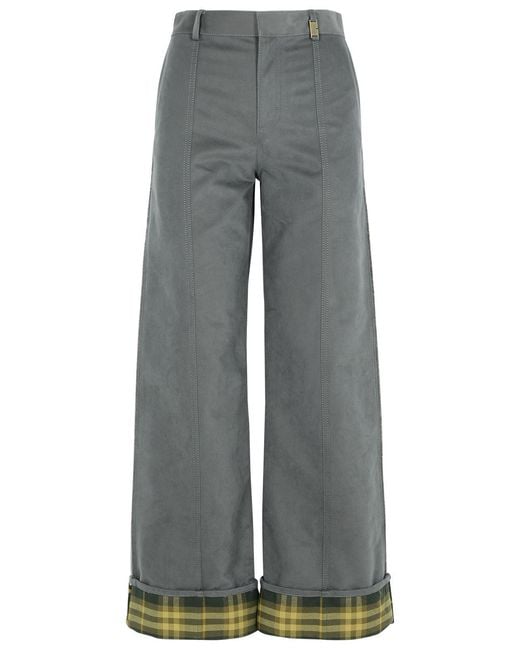 Burberry Gray Nylon Blend Trousers