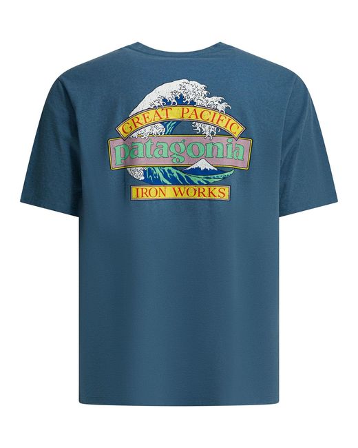 Patagonia Blue Recycled Cotton T-Shirt for men