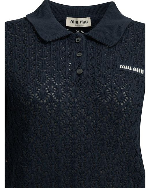 Miu Miu Black Polo Shirt With Buttons And Logo
