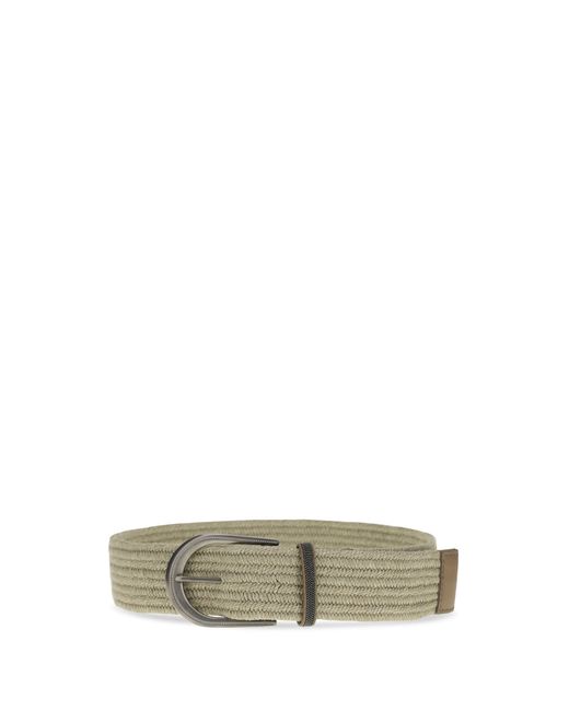 Brunello Cucinelli Gray Braided Linen Belt With Shiny Loop