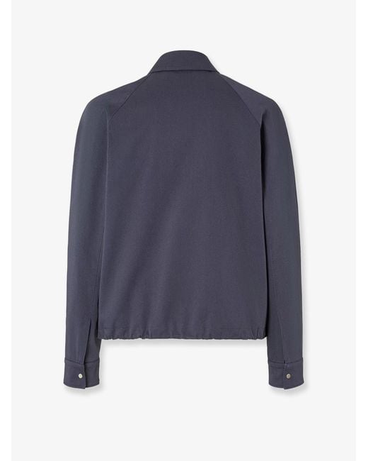 Fendi Blue Cotton Jacket With Ff Detail for men