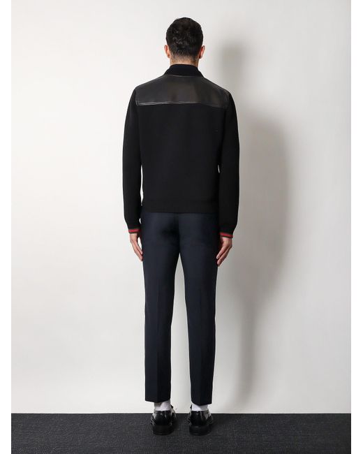 Gucci Blue Leather And Wool Jacket for men