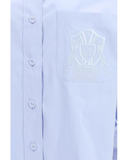 Thom Browne Blue Oversized Cotton Shirt