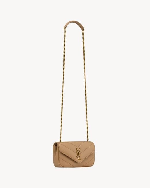Saint Laurent Natural "Lou" Small Crossbody Bag