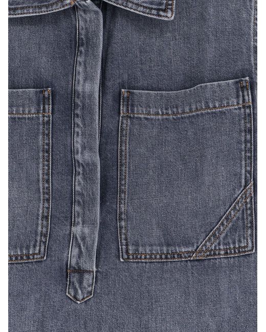 3x1 Blue Denim Shirt With Frayed Edges