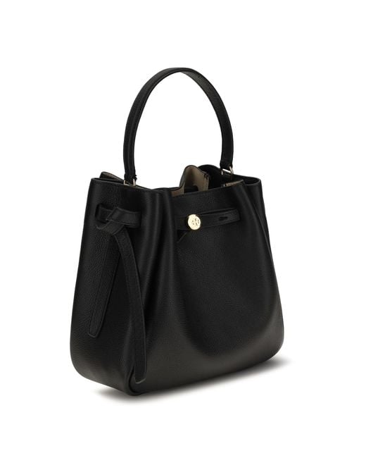 Tory Burch Black Romy Hammered Leather Bucket Bag