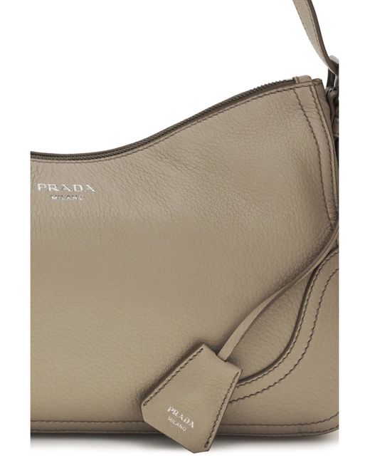 Prada Gray Aimée Large Shoulder Bag