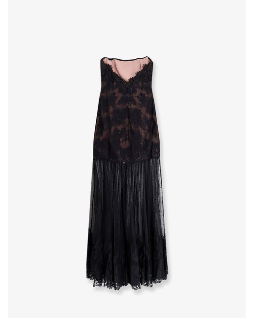retroféte Black Maxi Dress With Sweetheart Neckline And Lace Bustier