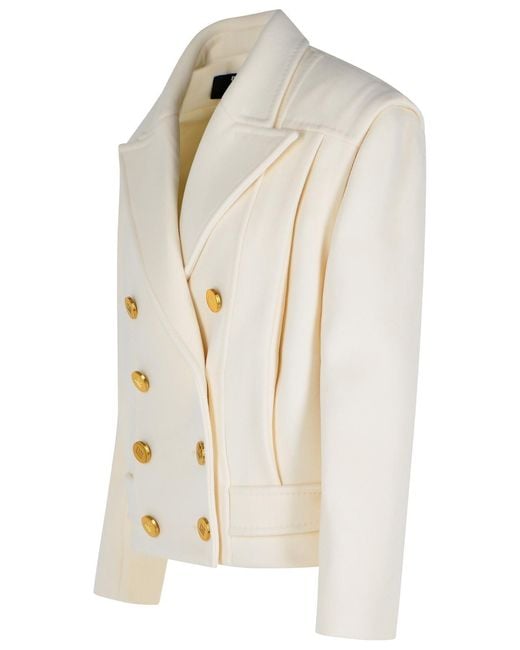 Balmain Natural Short 'Caban' Virgin Wool And Cashmere Jacket