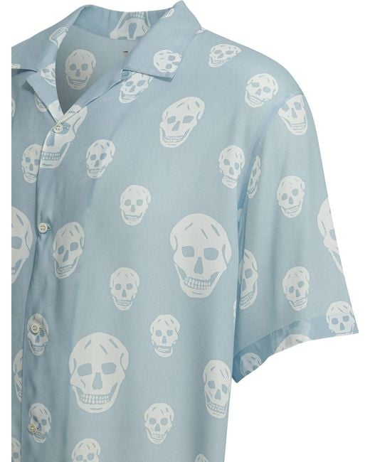 McQueen Blue Light Viscose Shirt for men