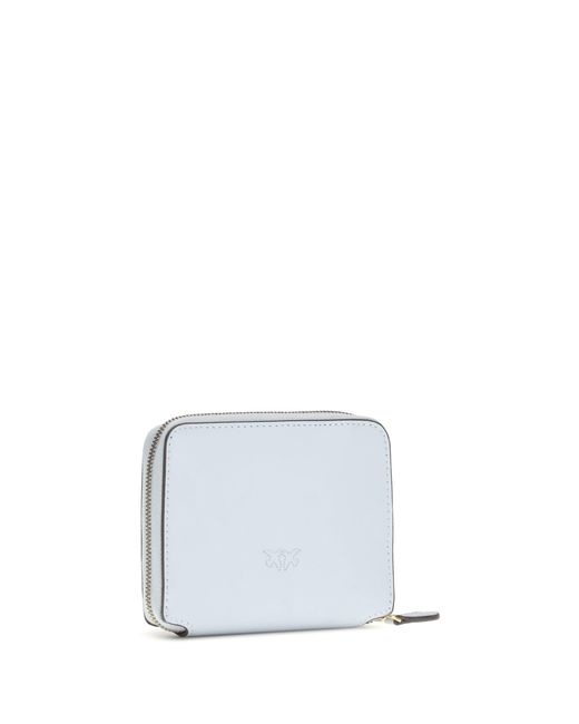 Pinko White Wallet Zip-Around Calf Leather Light
