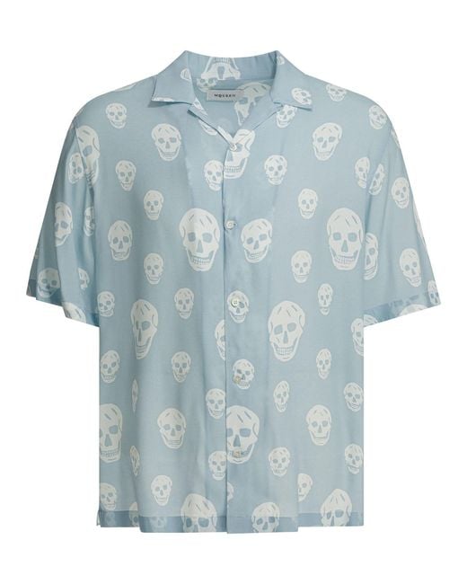 McQueen Blue Light Viscose Shirt for men