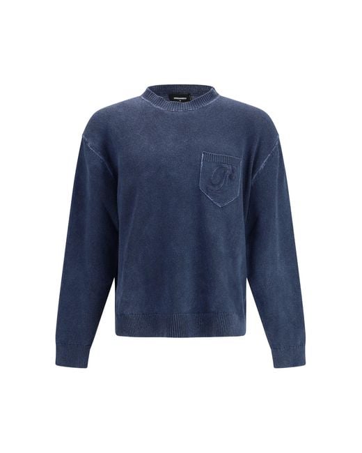 DSquared² Blue Crew Neck Sweater for men