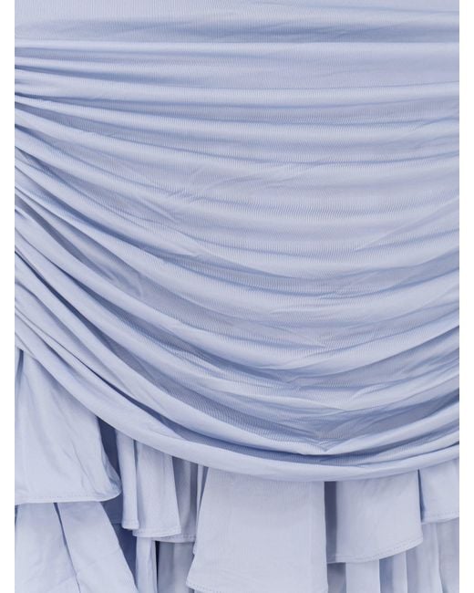 Self-Portrait Blue Gathered Mini Dress