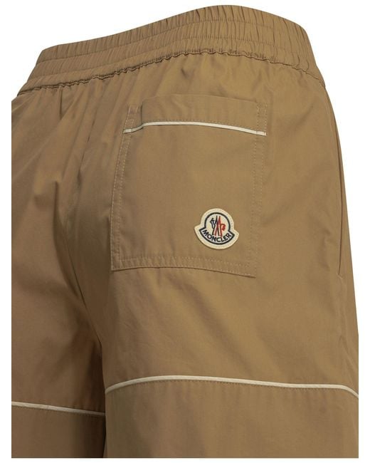 Moncler Natural Utility Shorts With Reverse Logo