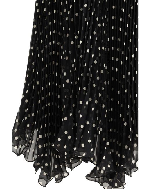 Valentino Black Polka-Dot Silk Skirt