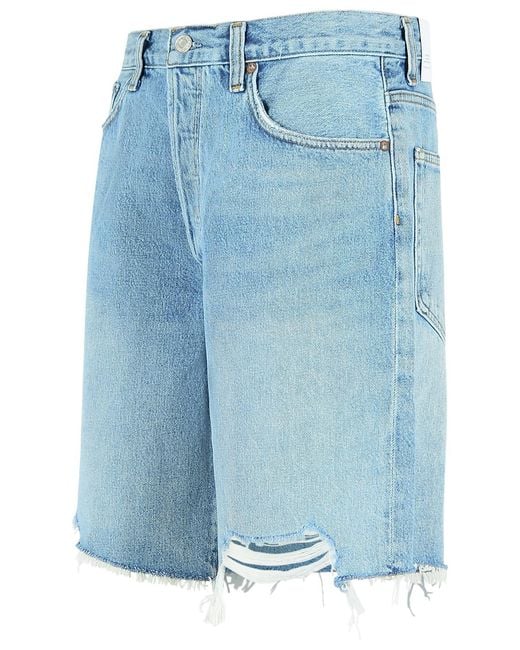 Agolde Blue 'Indra' Light Cotton Shorts
